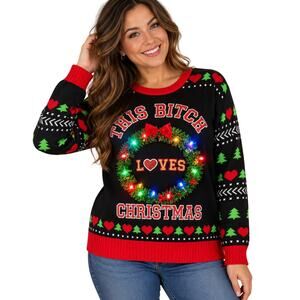 Spencer’s Workshop Light Up Ugly Christmas Sweater XXL NWT